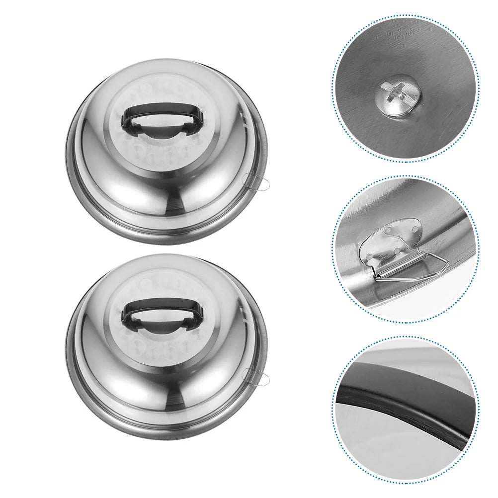 unbranded 2Pcs Stainless Steel Pot Covers 28.5cm Pot Lids Kitchen Accessories (Silver) – Durable Stainless Steel Construction with Functional, Easy-Use Details