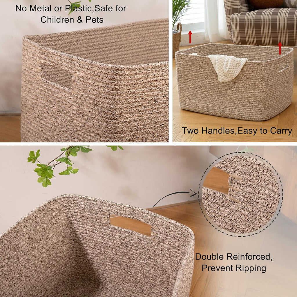 118L XXXLarge Cotton Rope Storage Basket Oversized Blanket Basket Used for Organizing Dirty Clothes in Living Room Bedroom Nursery Dog Toy Storage Bins 25" x 17" x 16",Grey – Practical Home Organization with Functional, Easy-Use Details