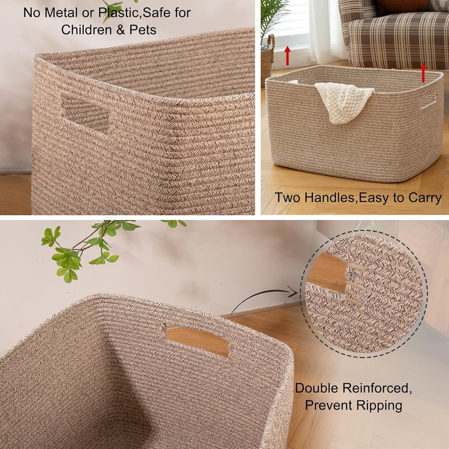118L XXXLarge Cotton Rope Storage Basket Oversized Blanket Basket Used for Organizing Dirty Clothes in Living Room Bedroom Nursery Dog Toy Storage Bins 25" x 17" x 16",Grey – Practical Home Organization with Functional, Easy-Use Details