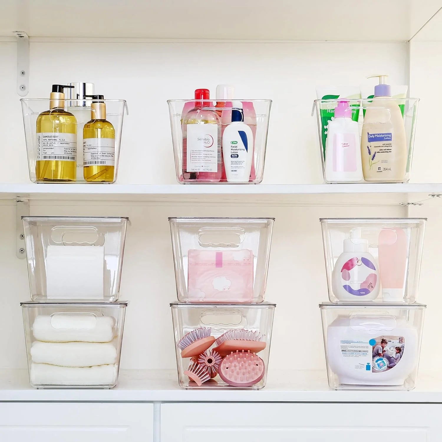 Clear Stackable Storage Bins with Lids Large Plastic Containers with Handle for Pantry Organizer and Storage,Suitable for Bathroom,Cabinet,Kitchen,Fridge,Closet Organization – Stackable Organization with Functional, Easy-Use Details