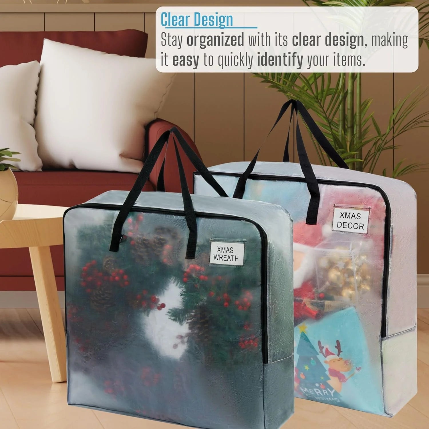 4 Pack Wreath Storage Bag Summer Christmas Decoration Garland Container 30 Inch Clear Door Wreath Organizers Moving Boxes Packing Supplies for College – Clear-View Organization with Functional, Easy-Use Details