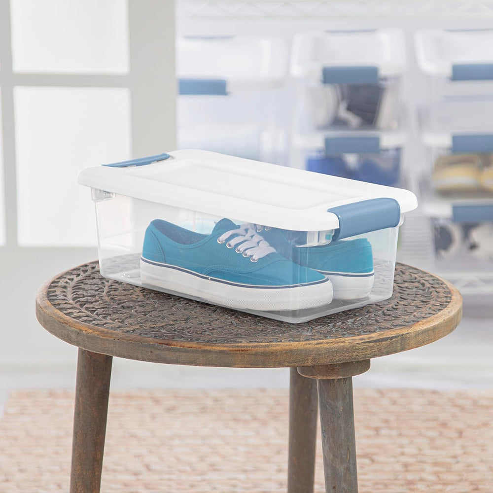 12-Pack Latching Box Stackable Storage Bins with Lids Clear Plastic 6 Quart – Stackable Organization with Functional, Easy-Use Details