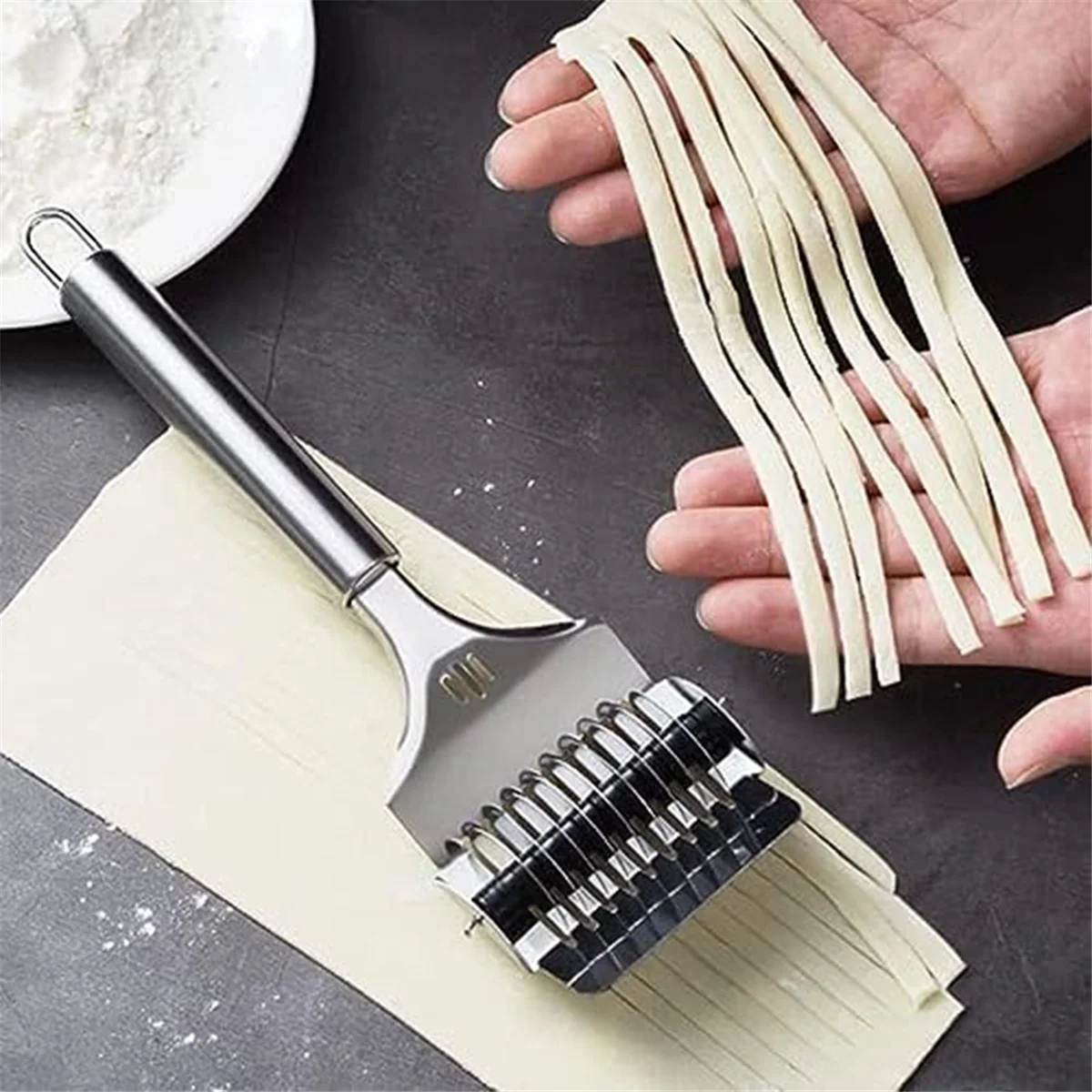 High Grade Stainless Steel Noodle Lattice Roller Dough Cutter for Kitchen Cooking Tools – Durable Stainless Steel Construction with Functional, Easy-Use Details