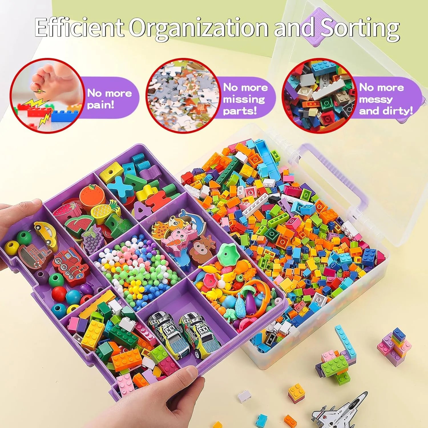 Douorgan Toy Storage Organizer for Lego Stackable Organizer Bins Portable Organizer Containers Storage Box Plastic Case for Bead Bracelet Making DIY Jewelry Nail Charms (Blue) – Stackable Organization with Functional, Easy-Use Details