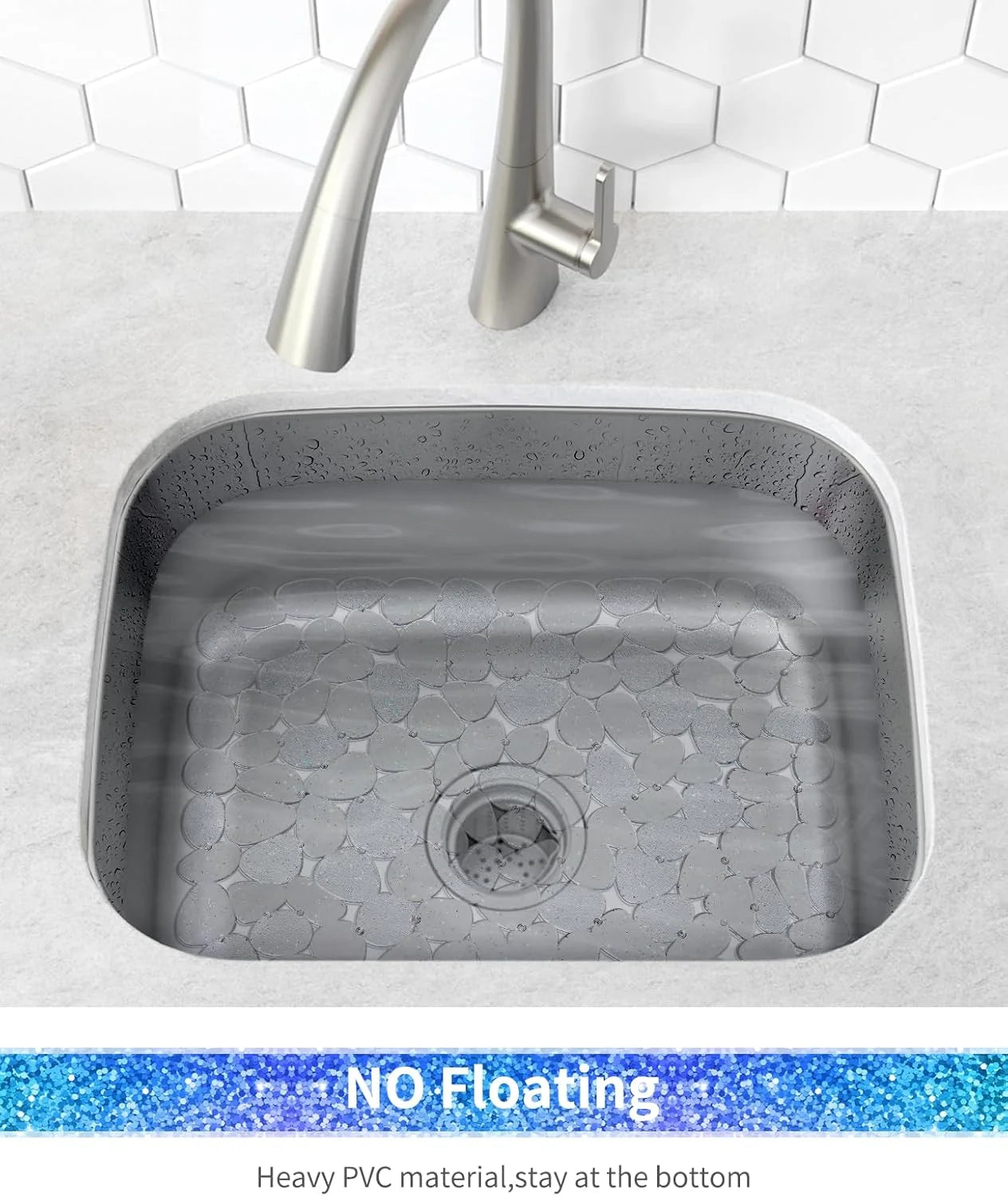 Bligli Pebble Sink Mat 2-Pack - PVC Kitchen Protector for Stainless Steel/Ceramic Dish Drying Mat for Dishes 15.7" x 11.8" Bling Clear – Clear-View Organization with Functional, Easy-Use Details