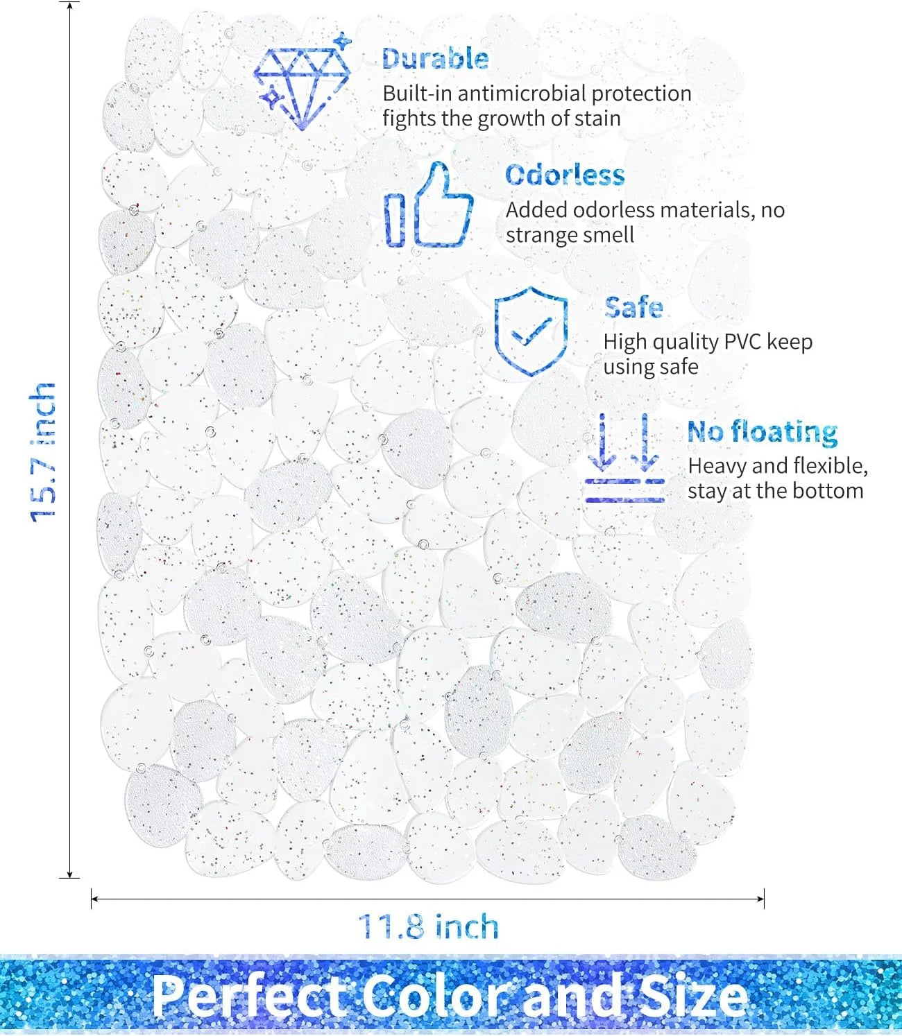 Bligli Pebble Sink Mat 2-Pack - PVC Kitchen Protector for Stainless Steel/Ceramic Dish Drying Mat for Dishes 15.7" x 11.8" Bling Clear – Clear-View Organization with Functional, Easy-Use Details