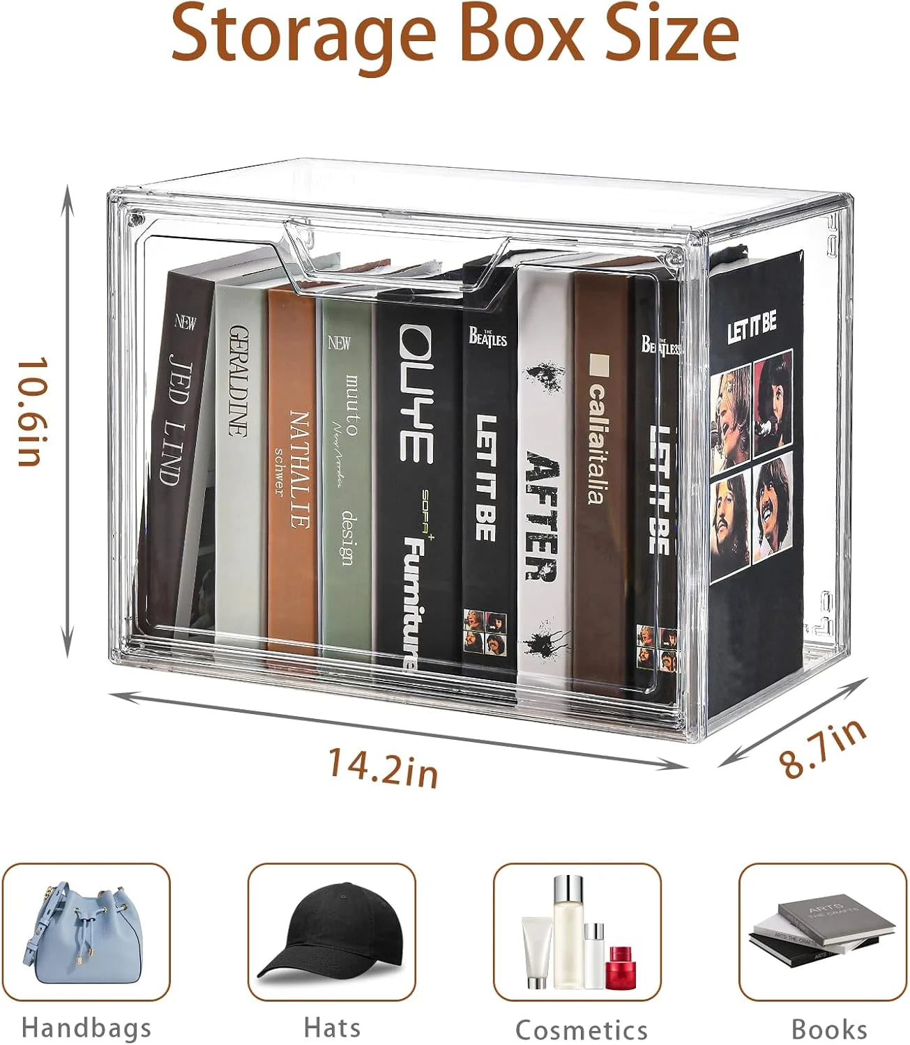 3 Pack Clear Storage Bins with Lids Storage Containers with Magnetic Door Stackable Acrylic Display Case for Handbags Cosmetic Multifunctional Storage Boxes for Dorm Living Room Bedroom Storage – Stackable Organization with Functional, Easy-Use Details