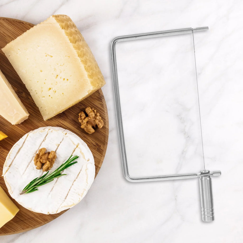 unbranded Stainless Steel Cheese Slicer with Wire Multipurpose Cheese Cutter for Slices Handheld Cheese Slicer for Butters and Cheese Blocks Kitchen Tool – Durable Stainless Steel Construction with Functional, Easy-Use Details