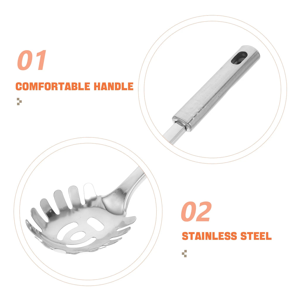 Stainless Steel Pasta Server 1 Set Spaghetti Spoon Noodle Claw Pasta Fork Metal Pasta Spoon Heat Resistant for Cooking – Durable Stainless Steel Construction with Functional, Easy-Use Details