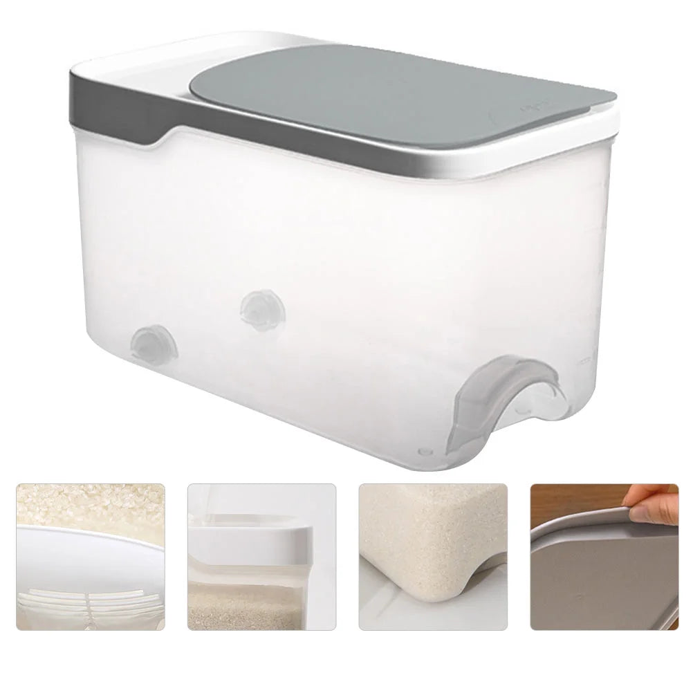 20 Catties Rice Storage Box Jar Cereal Container Dispenser Office Grey – Practical Home Organization with Functional, Easy-Use Details