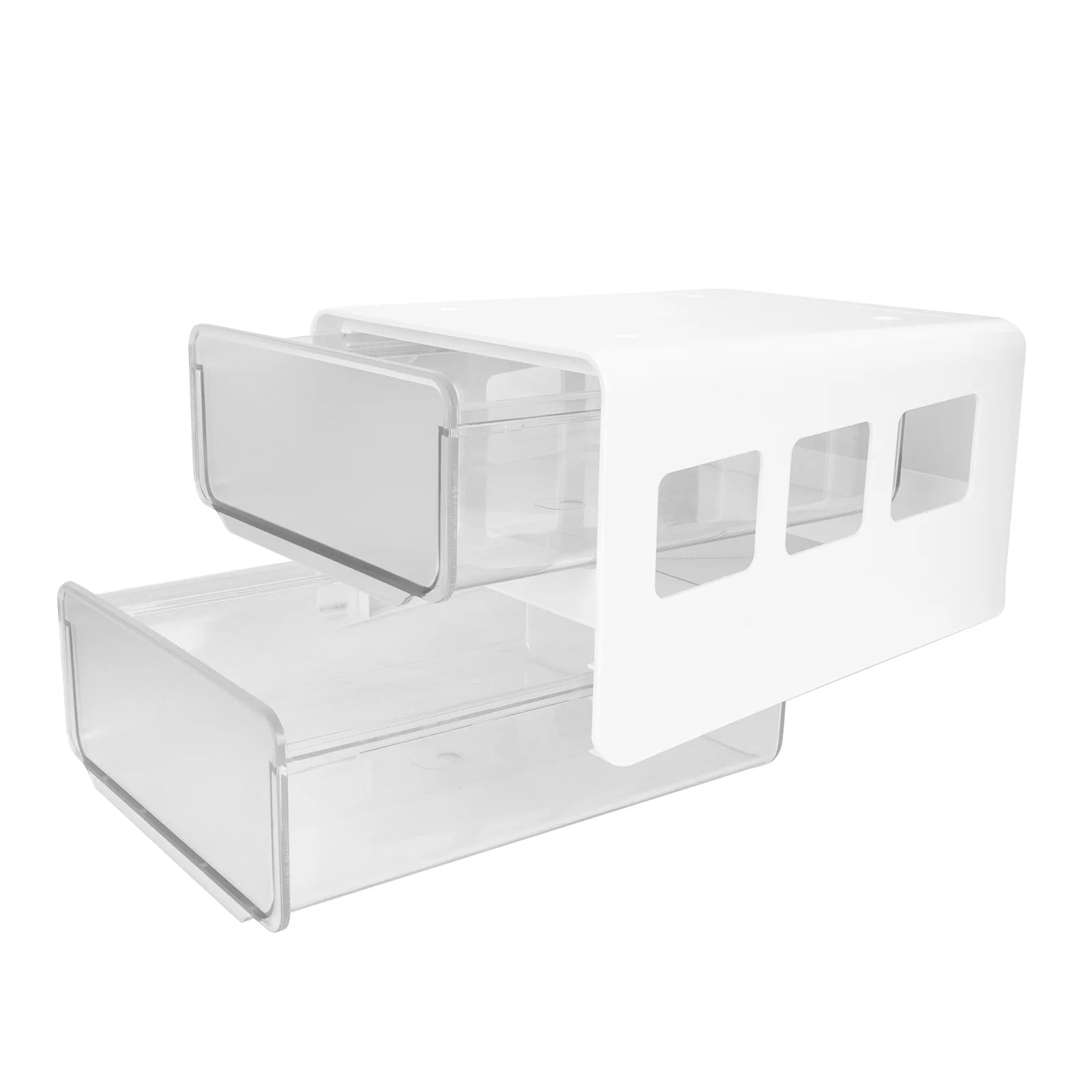 Double Storage Box Desktop Boxes Bins Table Shelf Office White – Everyday Household Format with Functional, Easy-Use Details