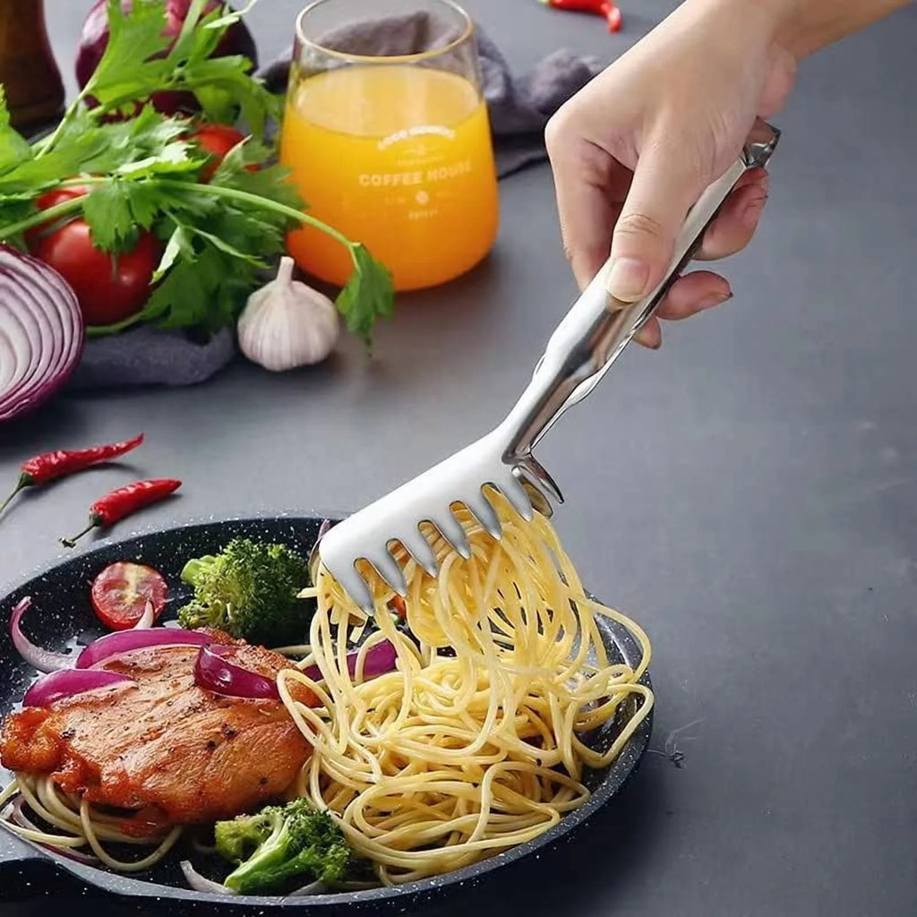 2-Piece Spaghetti Set Stainless Steel Pasta& Tongs Heat Resistant 12 Inch – Durable Stainless Steel Construction with Functional, Easy-Use Details