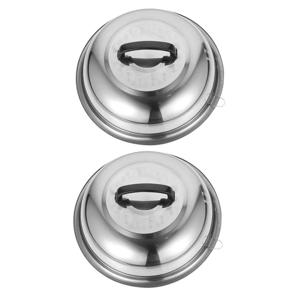 unbranded 2Pcs Stainless Steel Pot Covers 28.5cm Pot Lids Kitchen Accessories (Silver) – Durable Stainless Steel Construction with Functional, Easy-Use Details