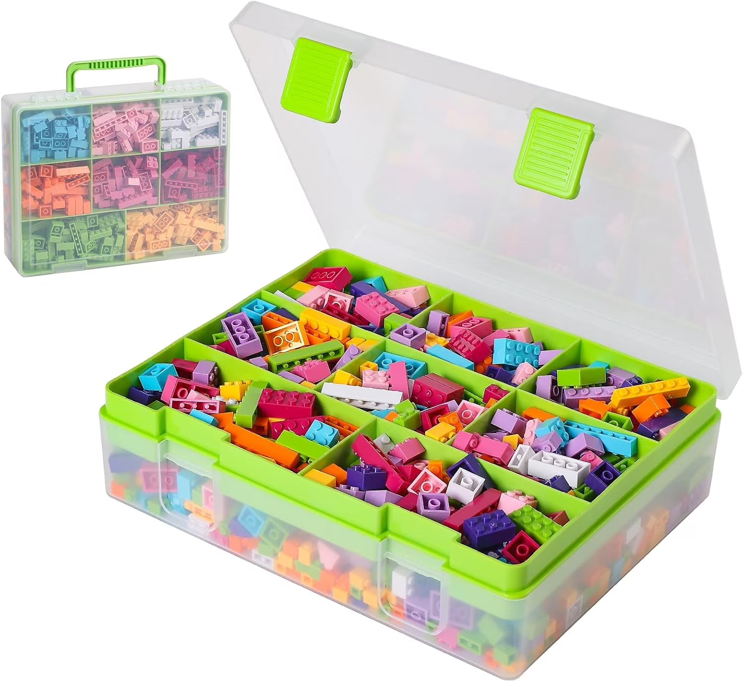 Douorgan Toy Storage Organizer for Lego Stackable Organizer Bins Portable Organizer Containers Storage Box Plastic Case for Bead Bracelet Making DIY Jewelry Nail Charms (Blue) – Stackable Organization with Functional, Easy-Use Details