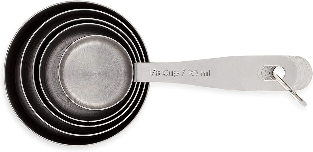 Stainless Steel Measuring Cups Heavy-Duty 5-Piece Set with Storage Ring – Kitchen Measuring Tools – Durable Stainless Steel Construction with Functional, Easy-Use Details