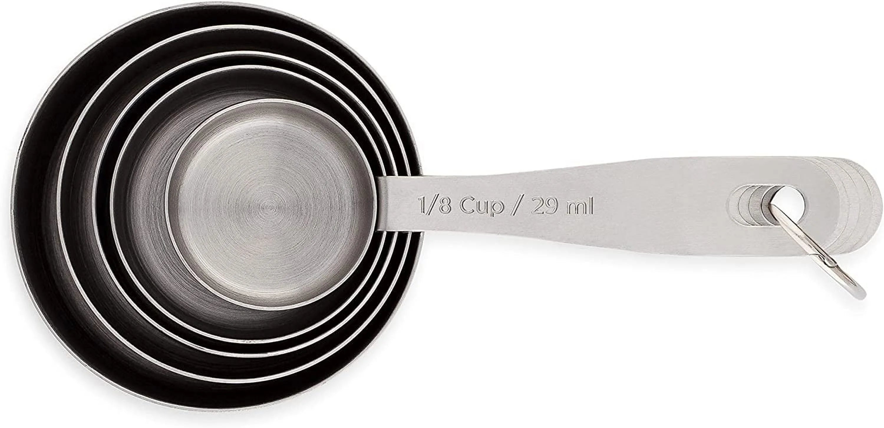 Stainless Steel Measuring Cups Heavy-Duty 5-Piece Set with Storage Ring – Kitchen Measuring Tools – Durable Stainless Steel Construction with Functional, Easy-Use Details
