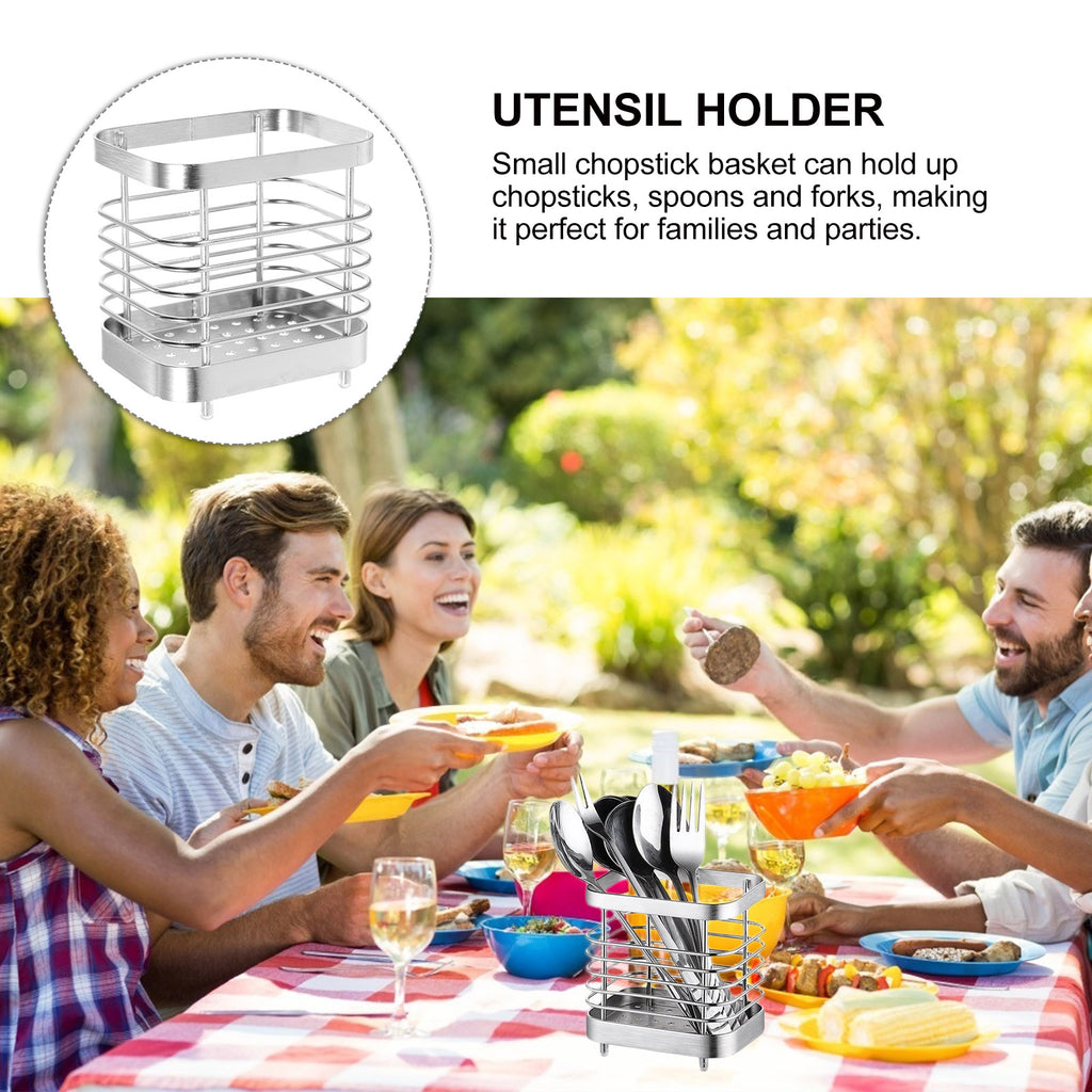 unbranded 2pcs Stainless Steel Cutlery Holder Kitchen Worktop Spoon Stand Space-saving Kitchen Utensil Holder – Durable Stainless Steel Construction with Functional, Easy-Use Details