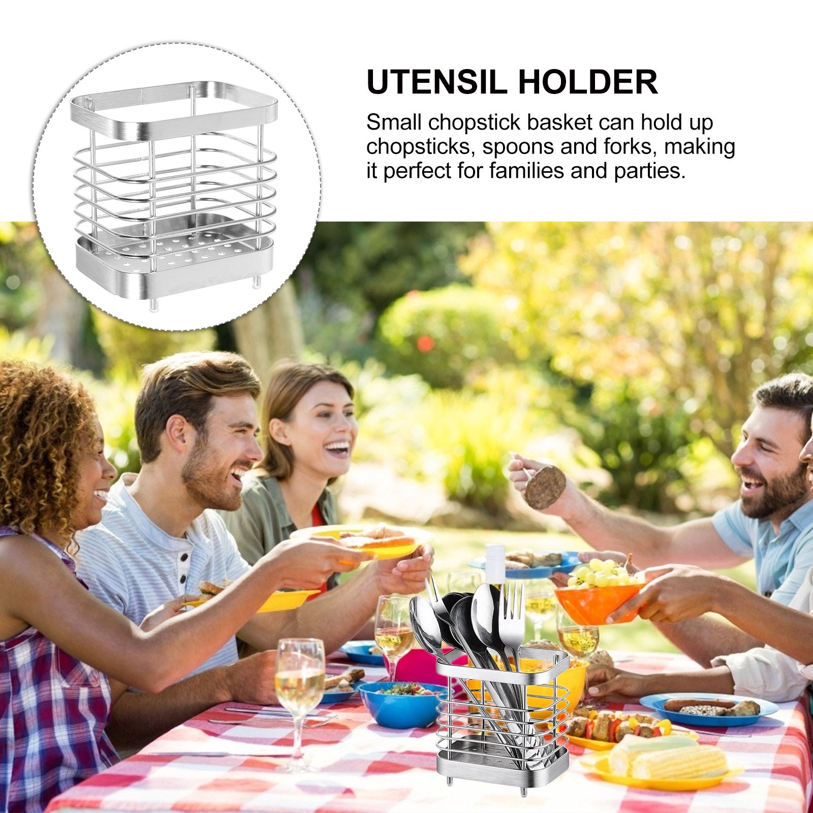 unbranded 2pcs Stainless Steel Cutlery Holder Kitchen Worktop Spoon Stand Space-saving Kitchen Utensil Holder – Durable Stainless Steel Construction with Functional, Easy-Use Details