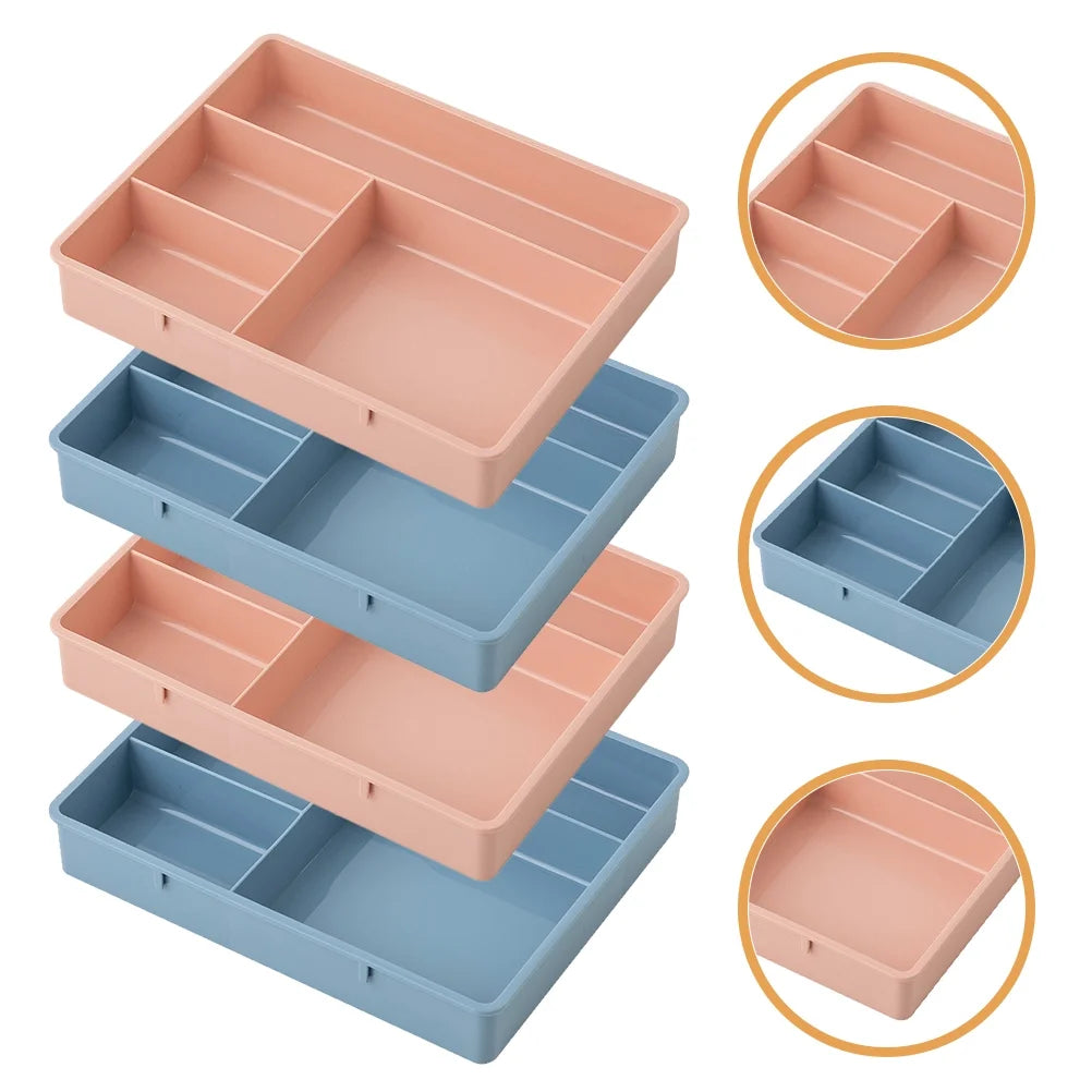 4 Pcs Office Storage Bins Drawers Four Grid Box Four-grid Compartment Case – Compartmented Organization with Functional, Easy-Use Details