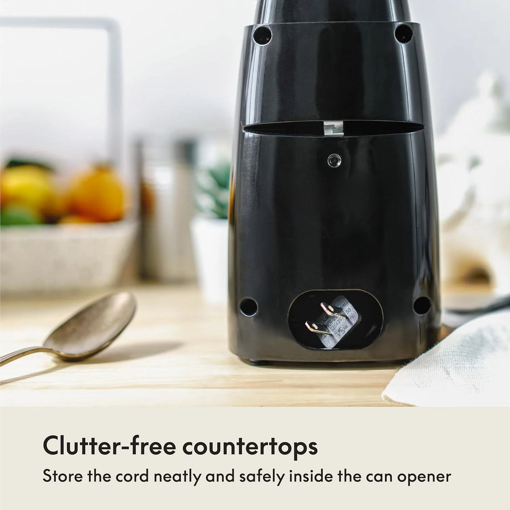 Electric Can Opener and Knife Sharpener Multifunctional Jar and Bottle Opener with Removable Cutting Lever and Cord Storage Stainless Steel Blade – Durable Stainless Steel Construction with Functional, Easy-Use Details