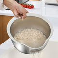 Rice Washer Strainer Bowl Stainless Steel Rice Washing Bowl Rice Colander Fruit and Vegetable Strainer Kitchen Tool A – Durable Stainless Steel Construction with Functional, Easy-Use Details