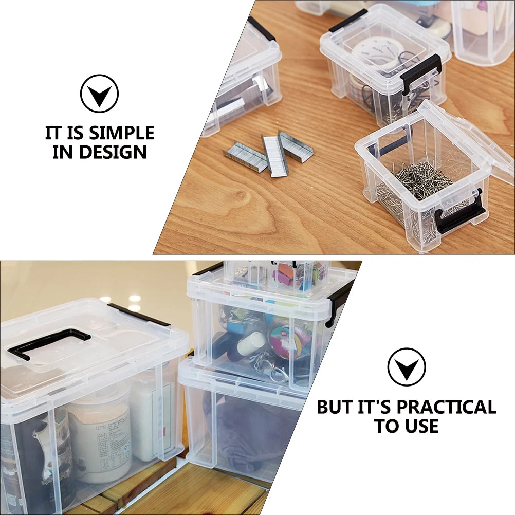 4Pcs Multi-functional Toy Storage Box Plastic Sundries Organizer with Lid Handles 8.5x6.5x5.0cm – Secure Lid Design with Functional, Easy-Use Details