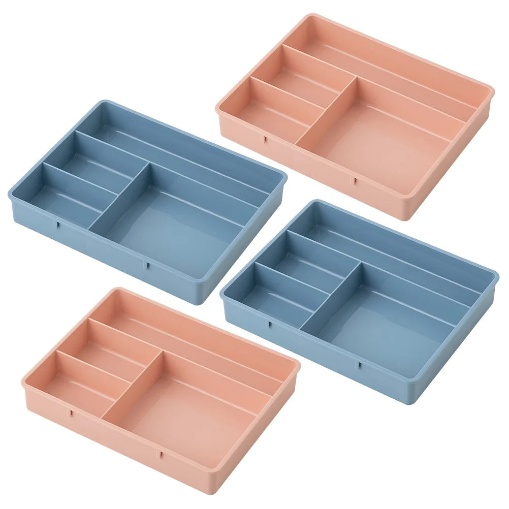 4 Pcs Office Storage Bins Drawers Four Grid Box Four-grid Compartment Case – Compartmented Organization with Functional, Easy-Use Details