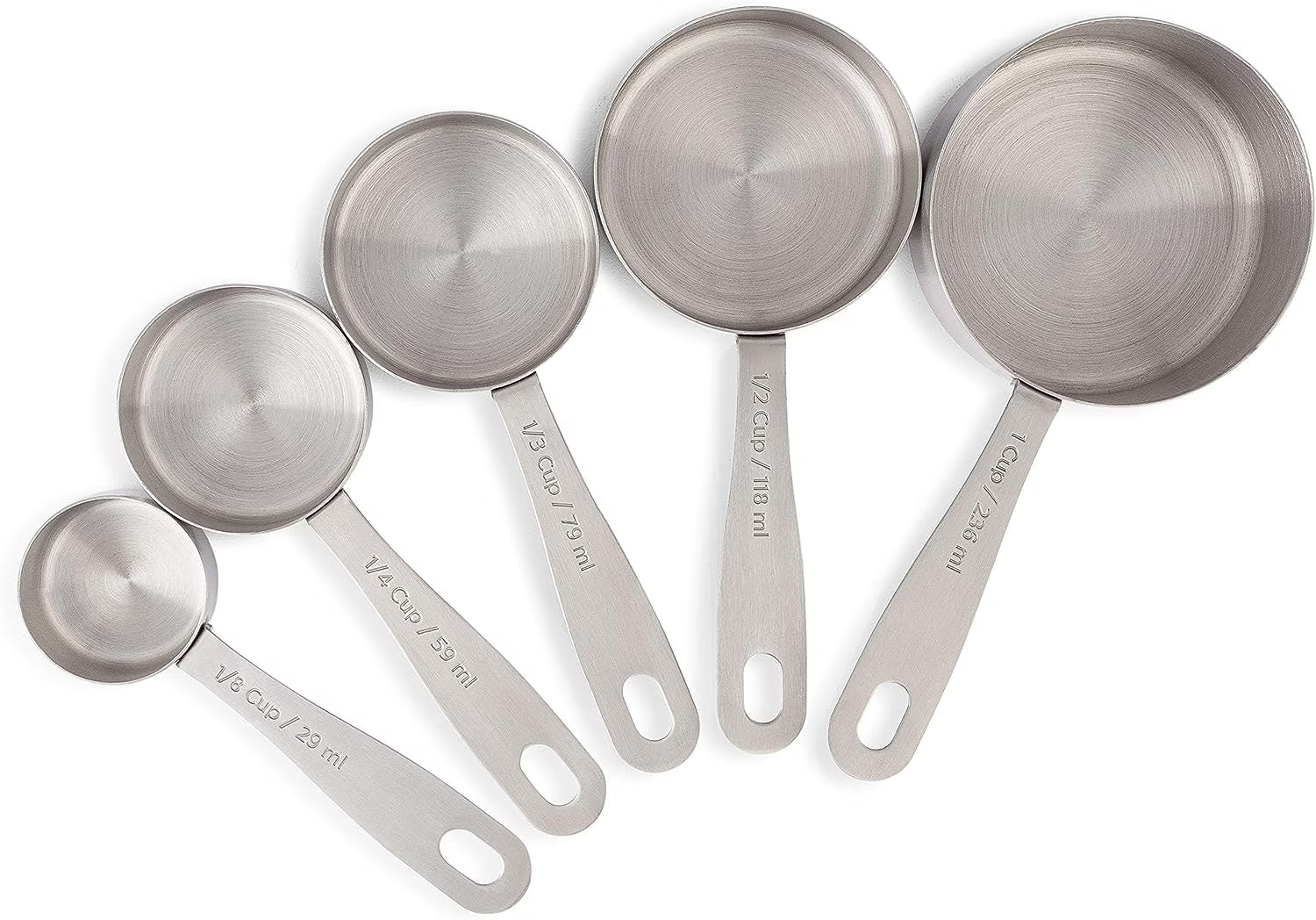 Stainless Steel Measuring Cups Heavy-Duty 5-Piece Set with Storage Ring – Kitchen Measuring Tools – Durable Stainless Steel Construction with Functional, Easy-Use Details