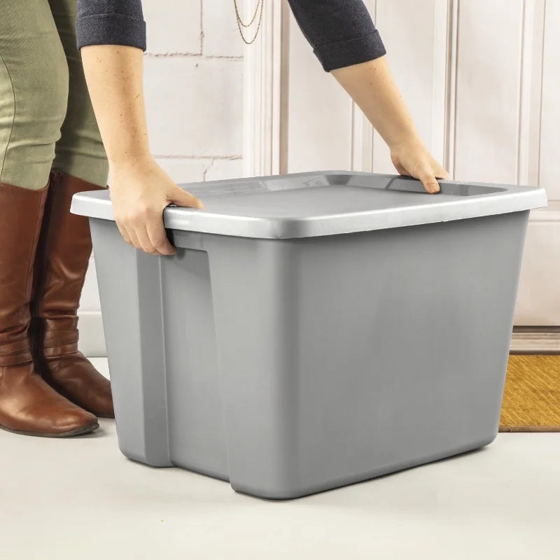 2-Pack 18 Gallon Heavy-Duty Plastic Storage Bins with Snap-On Lids - Durable Stackable Gray Organizers for Home Garage Pantry & Office - Space-Saving Rectangular Design with Reinforced Handles – Stackable Organization with Functional, Easy-Use Details