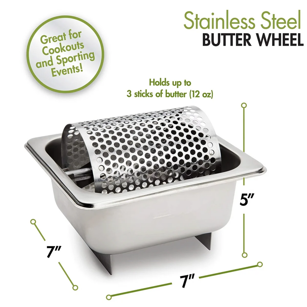 Stainless Steel Butter Wheel - Melted Dispenser for Even Spreading Essential Kitchen Gadget American Burgers – Durable Stainless Steel Construction with Functional, Easy-Use Details