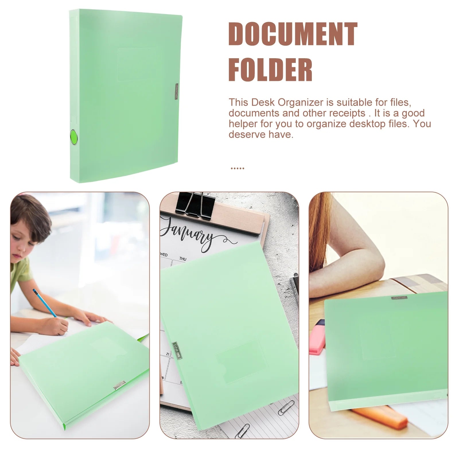 A4 File Box Photo Storage Boxes Organizer Folder Office Light Green – Practical Home Organization with Functional, Easy-Use Details