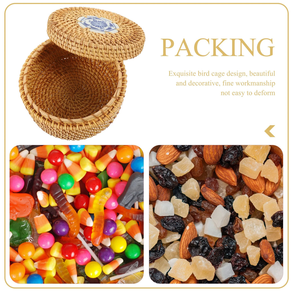 Toy Rattan Nut Box Household Storage Container 14X14X8CM – Practical Home Organization with Functional, Easy-Use Details