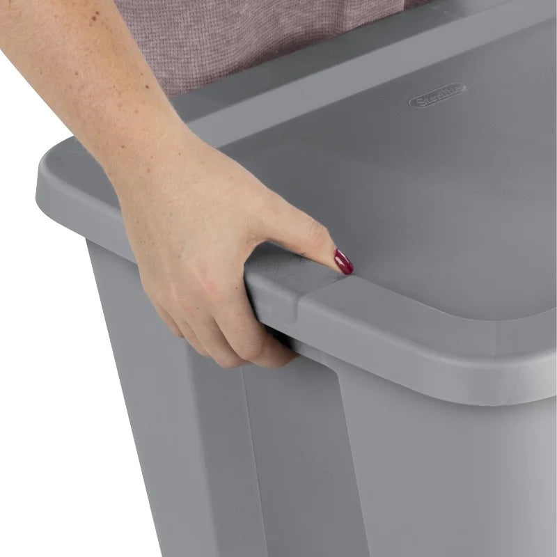 2-Pack 18 Gallon Heavy-Duty Plastic Storage Bins with Snap-On Lids - Durable Stackable Gray Organizers for Home Garage Pantry & Office - Space-Saving Rectangular Design with Reinforced Handles – Stackable Organization with Functional, Easy-Use Details