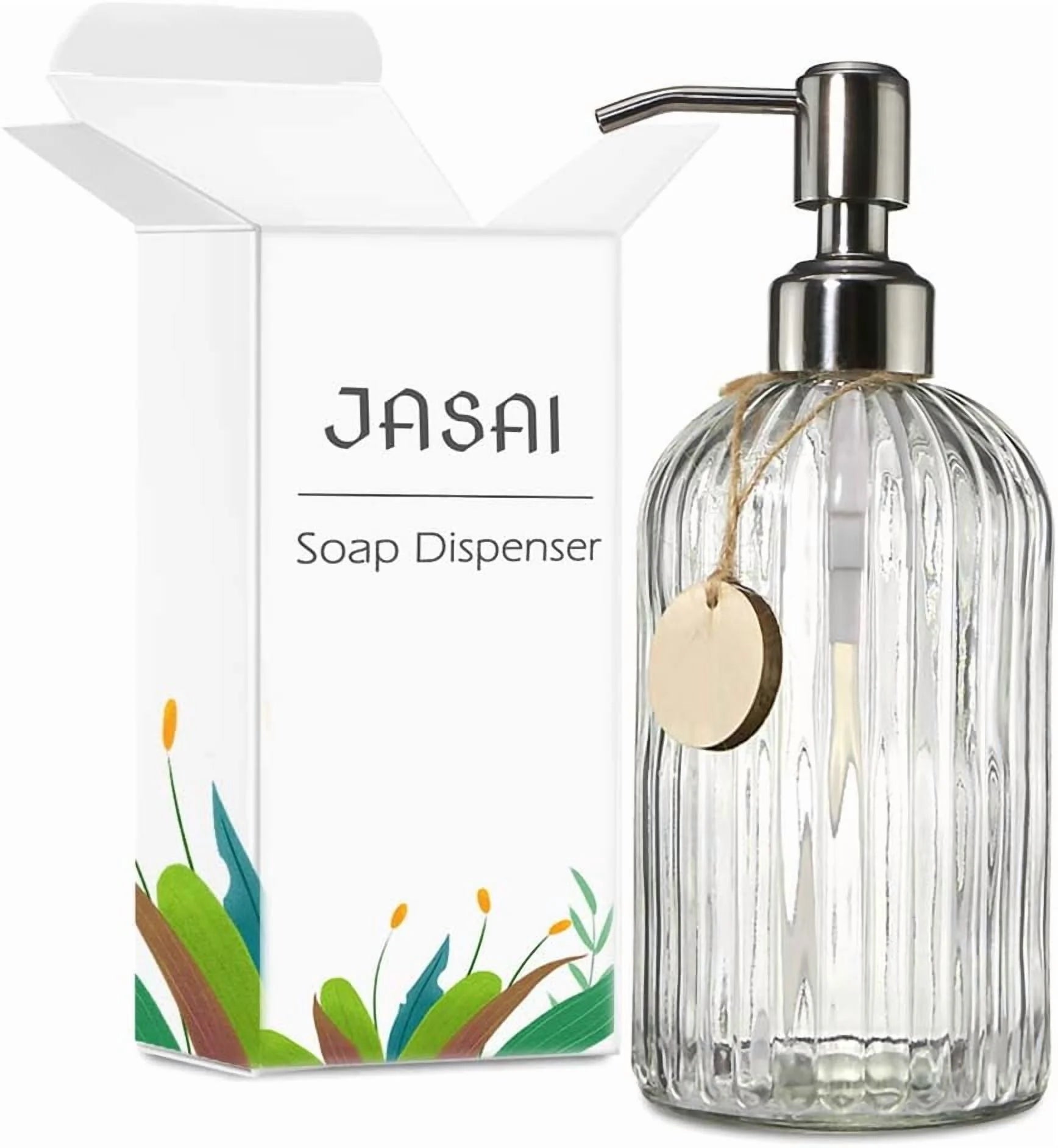 18 Oz Clear Glass Soap Dispenser with Rust-resistant Stainless Steel Pump Refillable Liquid Hand soap Dispenser for Bathroom Well-crafted Kitchen Soap Dispenser – Clear-View Organization with Functional, Easy-Use Details