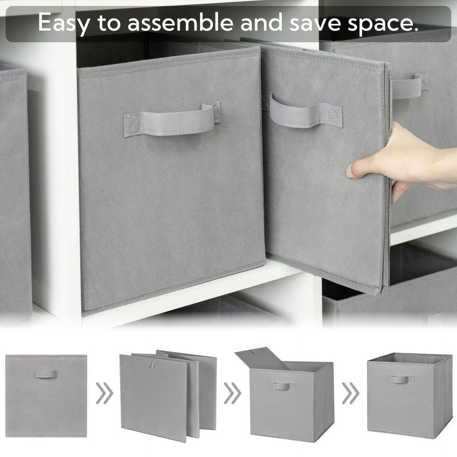 11 Inch Foldable Fabric Baskets for Organizing,6 Pack Grey Cloth Storage Bins with Handle for Home Bedroom – Multiroom Organization Format with Functional, Easy-Use Details