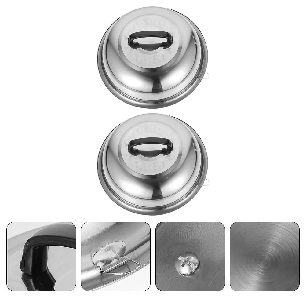 unbranded 2Pcs Stainless Steel Pot Covers 28.5cm Pot Lids Kitchen Accessories (Silver) – Durable Stainless Steel Construction with Functional, Easy-Use Details