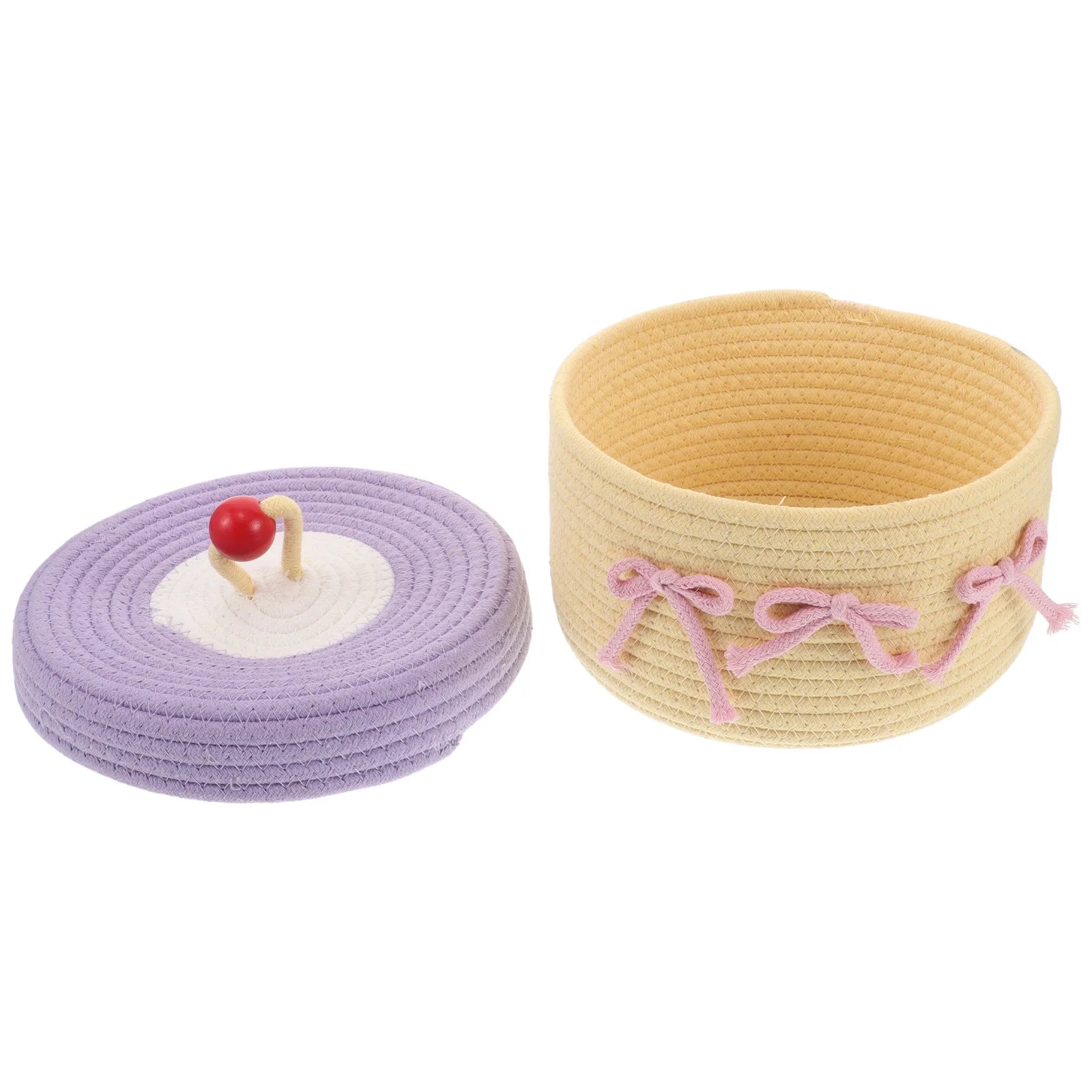 Woven Cotton Rope Basket With Lid Jewelry Storage Box Cute Basket Cotton Rope Basket Storage Woven Basket Woven Rope Basket Bathroom Basket Organizer – Secure Lid Design with Functional, Easy-Use Details