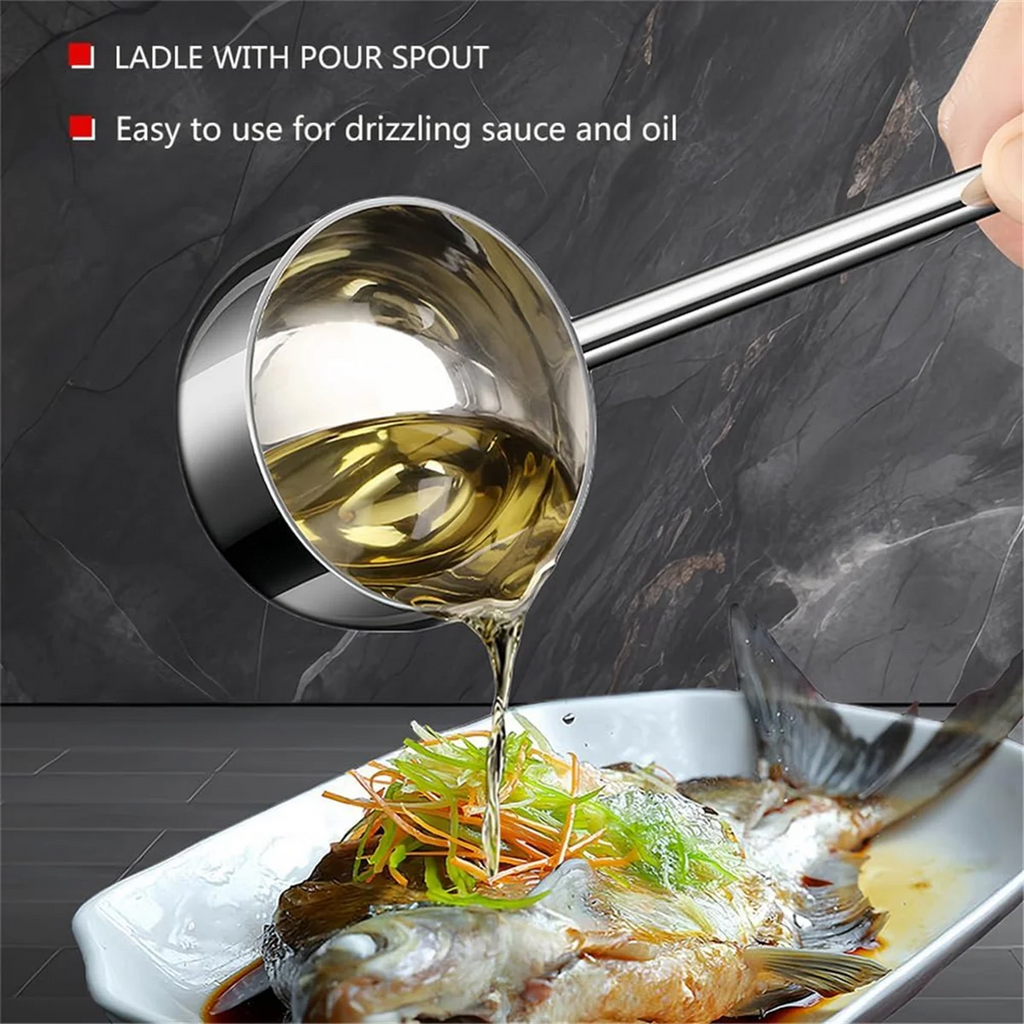 Small Soup Ladle Stainless Steel Metal Deep Spoon with Pour Spout 2 Oz Long Handle Gravy Ladles Heat- 10.5 Inch – Convenient Carry Handles with Functional, Easy-Use Details