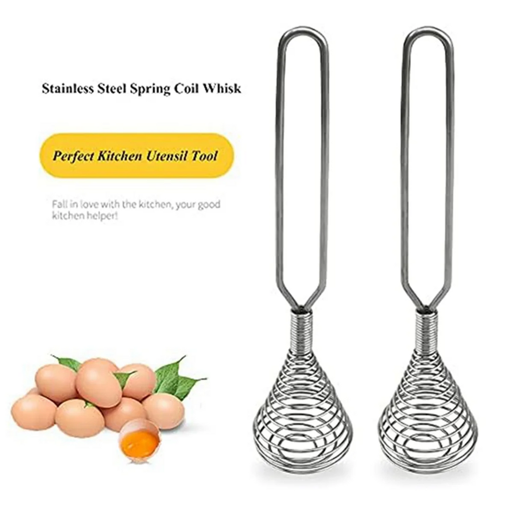 Stainless Steel Spring Coil Whisk Wire Whip-Cream Egg Beater -Cream Hand Mixer Kitchen Tool Accessories for Mixing – Durable Stainless Steel Construction with Functional, Easy-Use Details