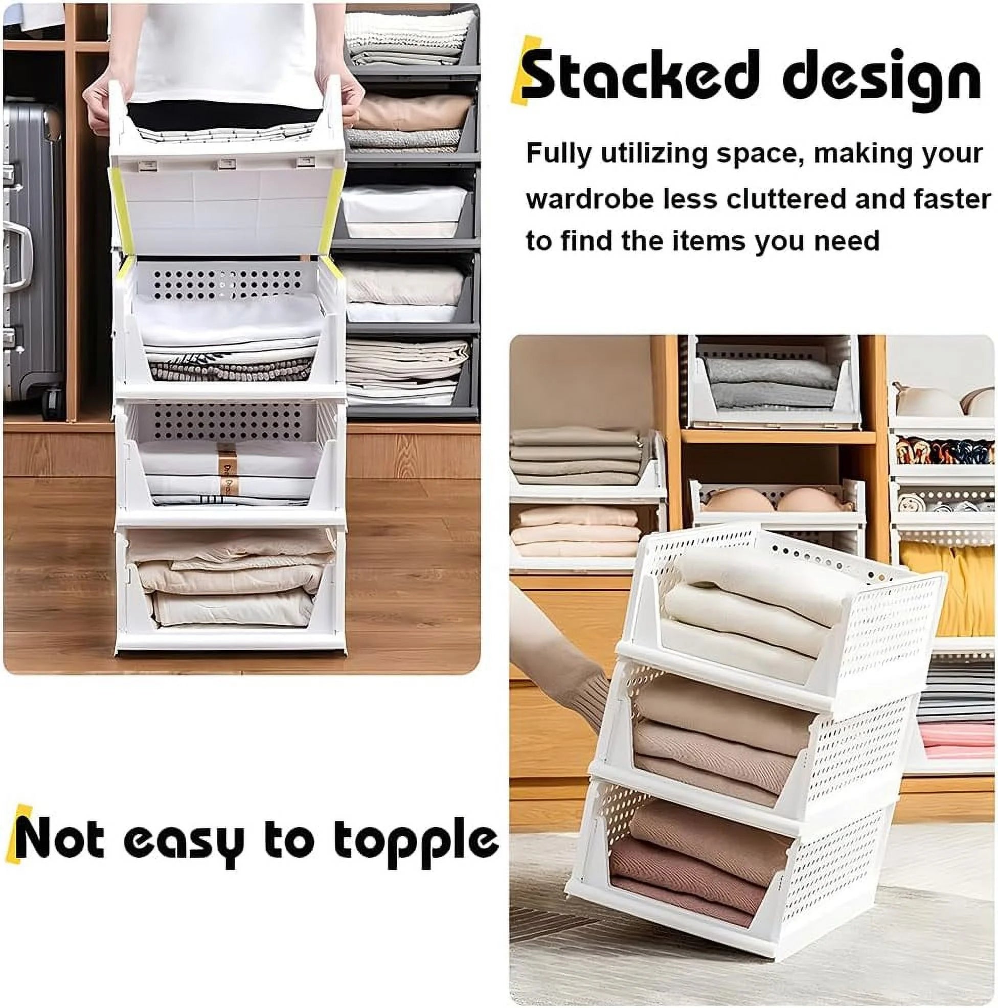 5 Pack Stackable Closet Storage Box,Closet Shelf Organizer and Storage Plastic Drawer Storage,Wardrobe Organizer Closet Organizers Storage Box for Cupboard Kitchen Office(5L) – Stackable Organization with Functional, Easy-Use Details