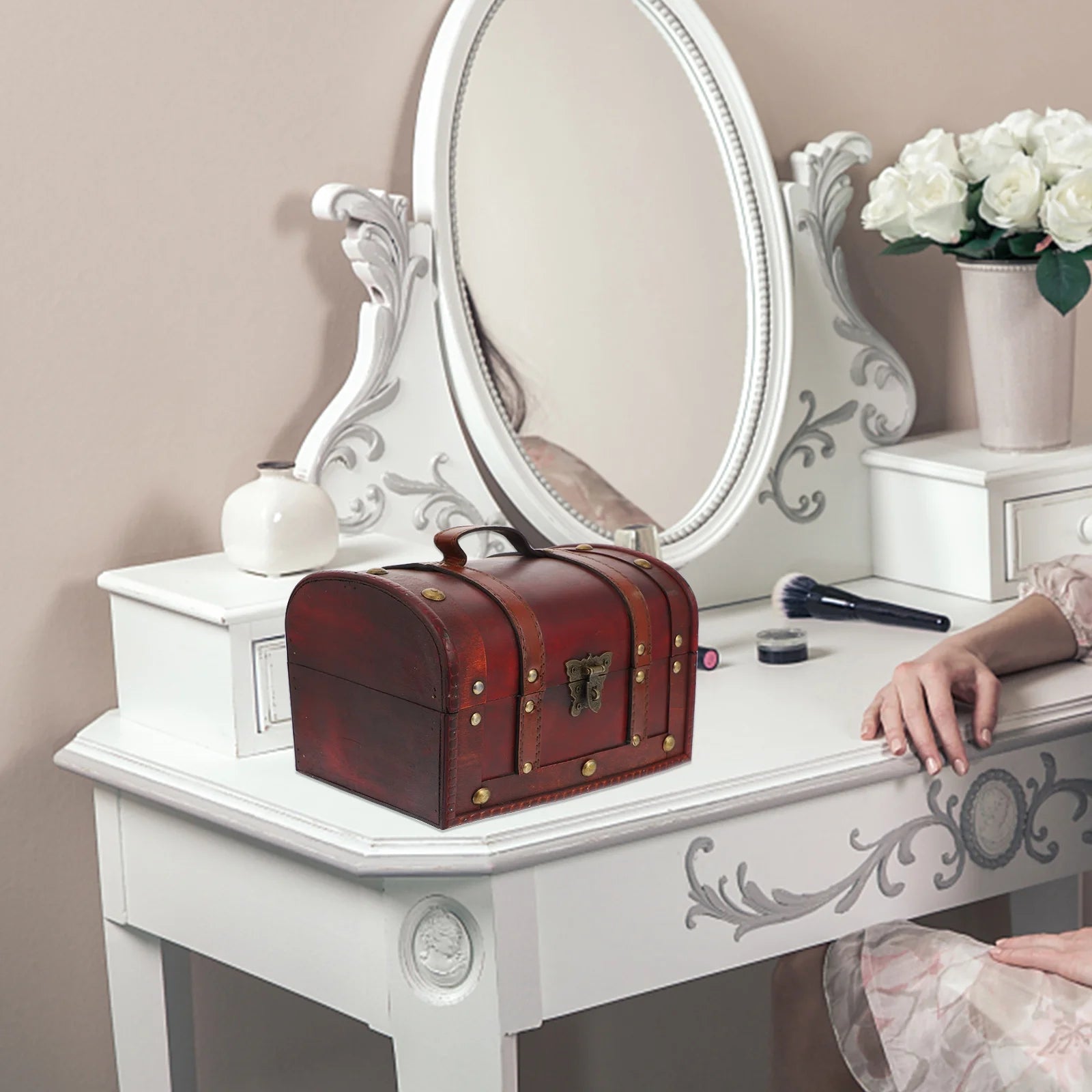 Vintage Storage Container Antique Decorative Boxes with Lids Travel – Secure Lid Design with Functional, Easy-Use Details