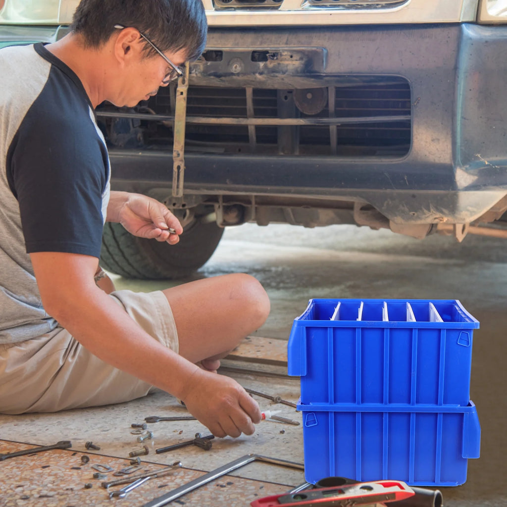 Parts Box Screw Partitions Design Blue Storage Container – Compartmented Organization with Functional, Easy-Use Details