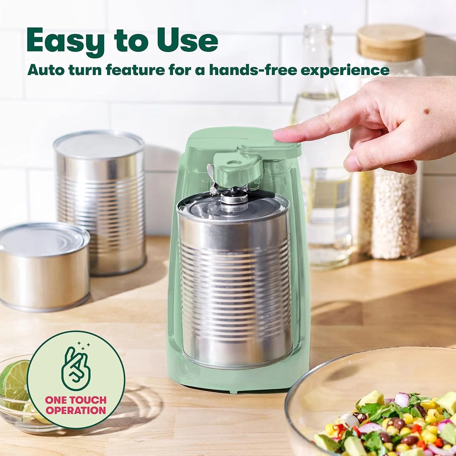 Electric Can Opener and Knife Sharpener Multifunctional Jar and Bottle Opener with Removable Cutting Lever and Cord Storage Stainless Steel Blade, – Durable Stainless Steel Construction with Functional, Easy-Use Details – Catalog Item 123