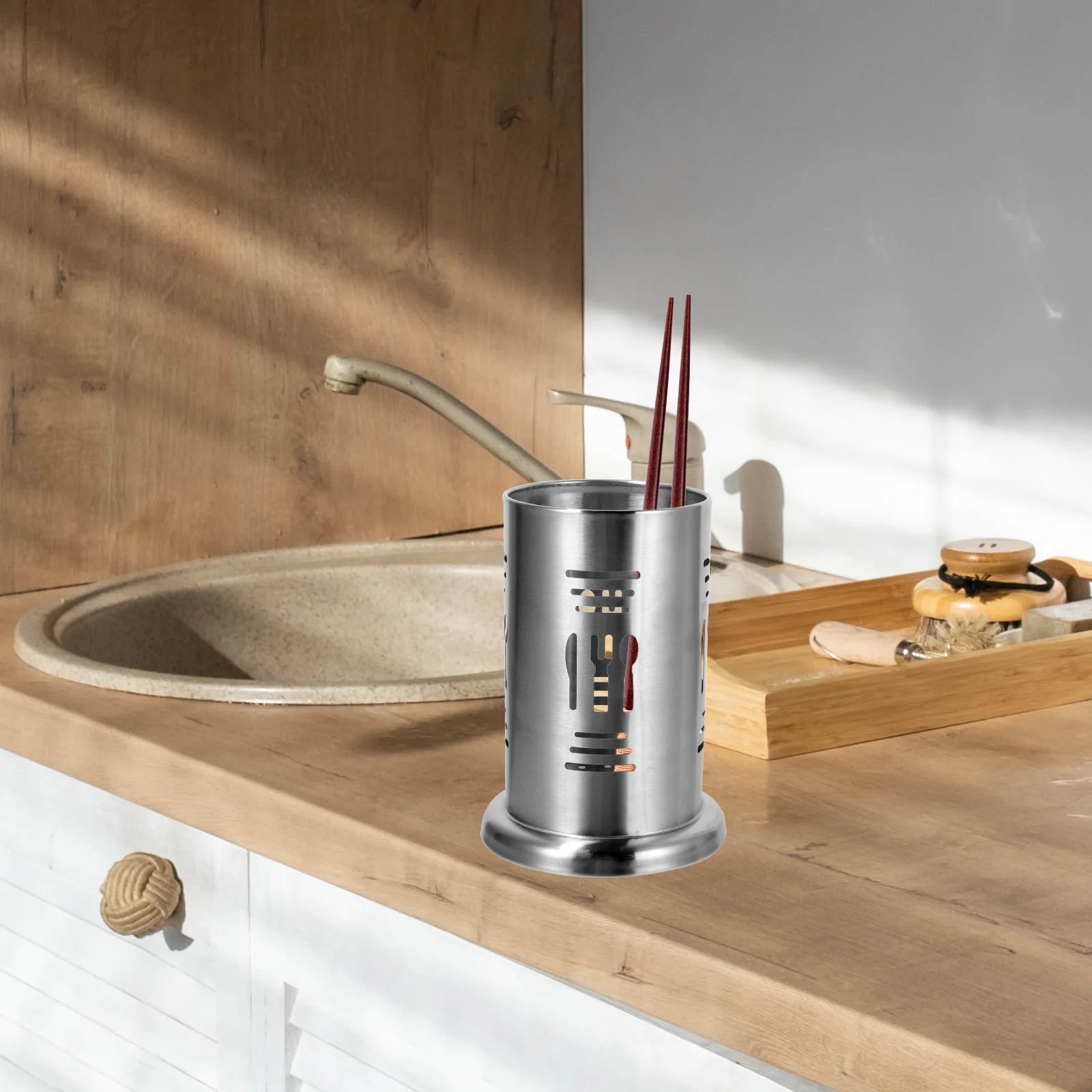 unbrandedDishwasher Stainless Steel Chopstick Holder Kitchen Utensil Container Organizer – Durable Stainless Steel Construction with Functional, Easy-Use Details