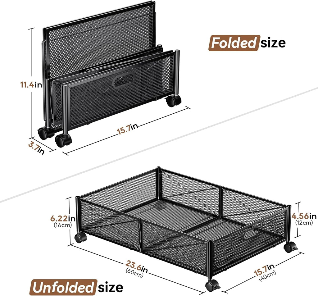 Under Bed Storage Containers with Wheels - Shoe Storage Organizer Drawer Tool-free Assembly Metal Underbed Storage for Bedroom Clothes Shoes Blankets - 2Pack – Everyday Household Format with Functional, Easy-Use Details