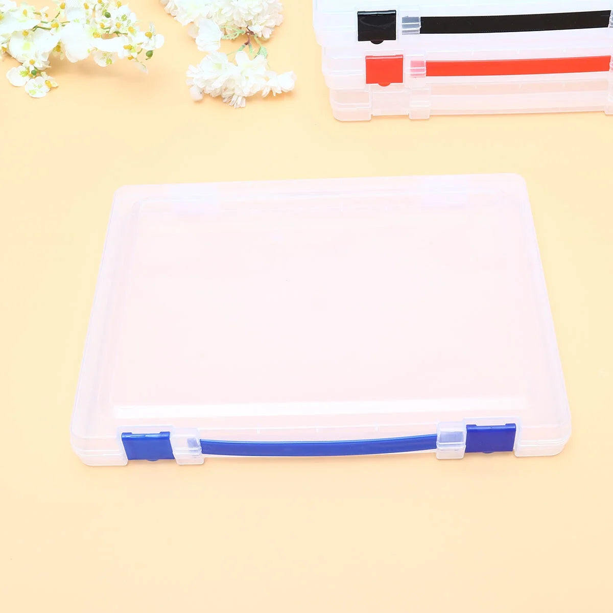 Transparent Storage Box Clear Plastic Document Paper Filling File Case Portable Ducoment Storage Holder with Blue Buckle – Everyday Household Format with Functional, Easy-Use Details