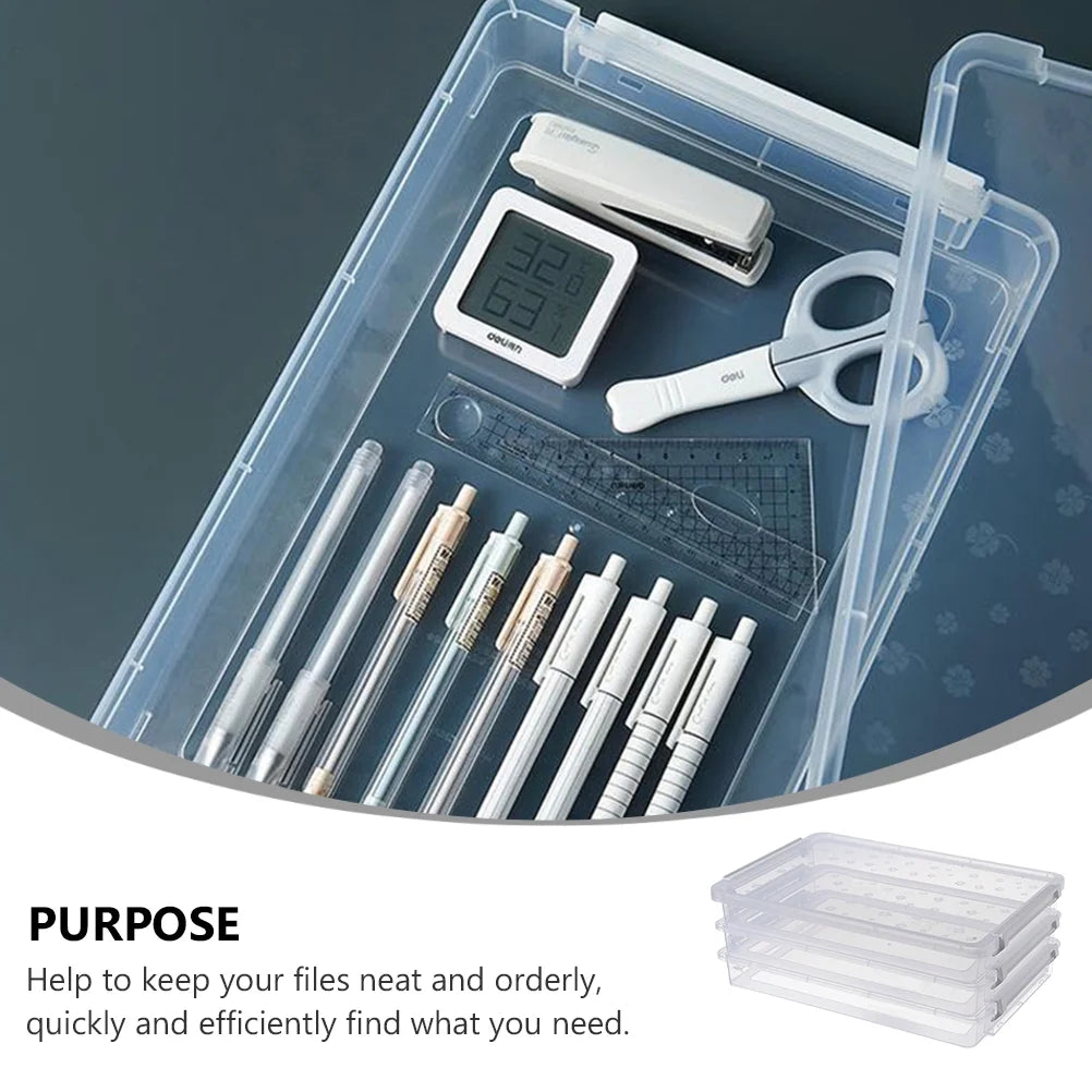 2pcs Multilayers Transparent Storage Box Clear Plastic Document Paper Filling Case – Clear-View Organization with Functional, Easy-Use Details