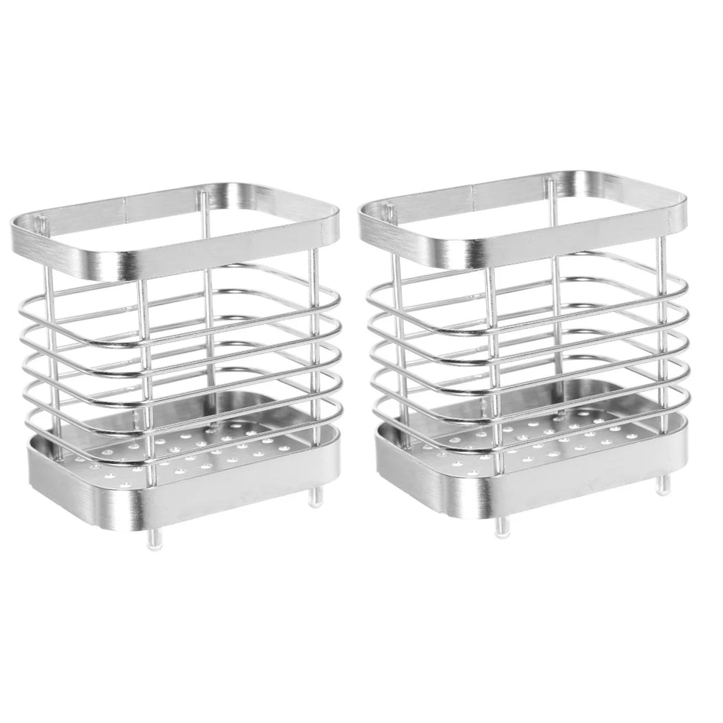 unbranded 2pcs Stainless Steel Cutlery Holder Kitchen Worktop Spoon Stand Space-saving Kitchen Utensil Holder – Durable Stainless Steel Construction with Functional, Easy-Use Details