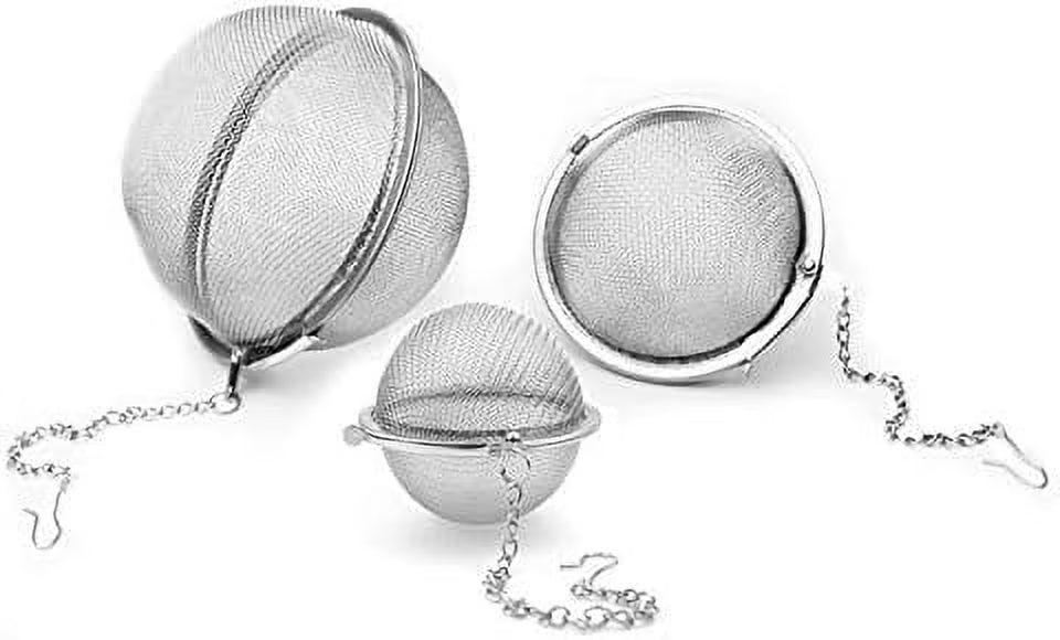 3pcs Stainless steel fine mesh seasoning ball kitchen soup spice stew filter kitchen tool metal tea bag tea ball (3pcs Round Shape),Silver,5cm/6cm/7cm – Durable Stainless Steel Construction with Functional, Easy-Use Details
