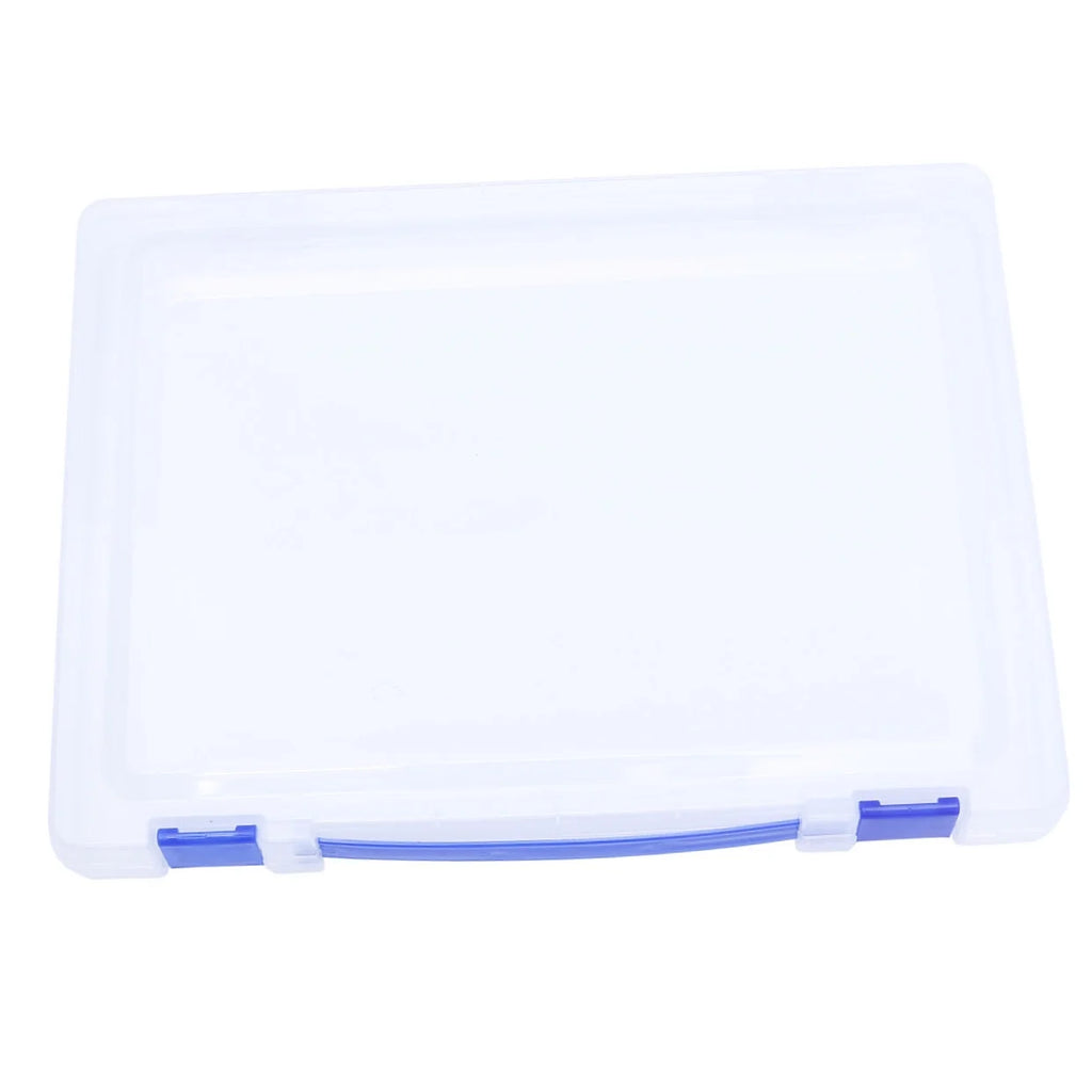 Transparent Storage Box Clear Plastic Document Paper Filling File Case Portable Ducoment Storage Holder with Blue Buckle – Multiroom Organization Format with Functional, Easy-Use Details
